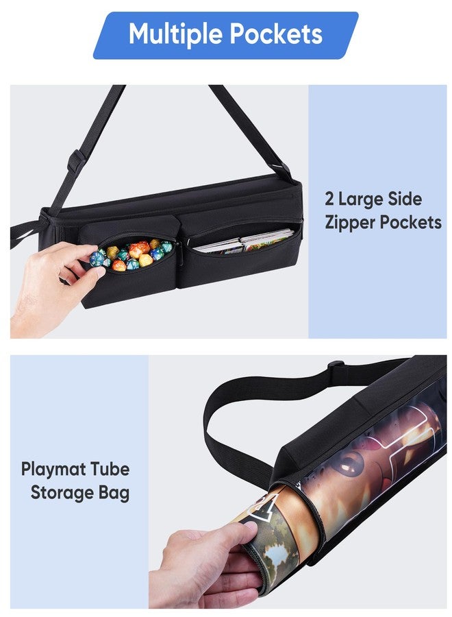 Speqerk Playmat Tube Fits 14'' or 15'' 1 pcs Playmats, Playmat Case Compatible with TCG/MTG Playmats, Playmat Storage Bag Equipped with SeeThrough Window, 2 Zipper Pockets and Adjustable Shoulder Strap - Image 4